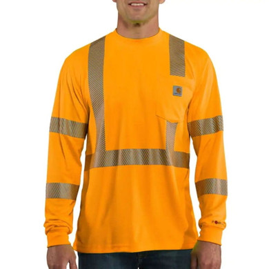Carhartt Men's Brite Orange Force High-Visibility Long Sleeve Class 3 T-Shirt