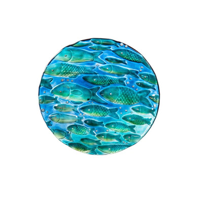 Evergreen Enterprises Hand Painted Embossed Metallic Fish Glass Bird Bath - 18-1/8"