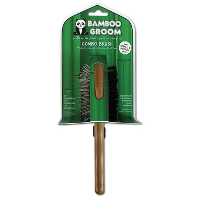 Bamboo Groom Dog Combo Brush With Bristles - Small/medium