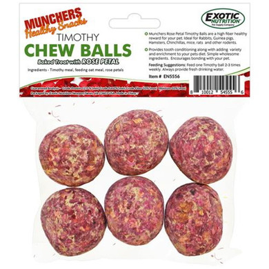 Exotic Nutrition Munchers Rose Petals and Timothy Chew Balls - 3 oz