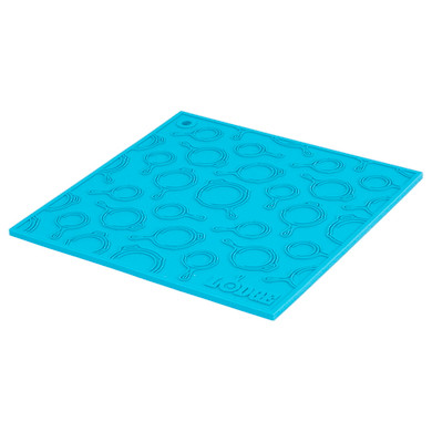 Lodge 7" Square Silicone Trivet With Skillet Pattern - Turquoise
