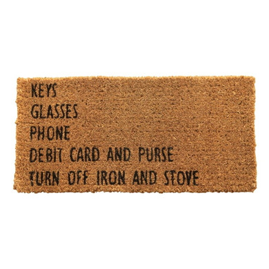 Creative Co-op "keys, Glasses, Phone" Coir Doormat - 32" X 16"