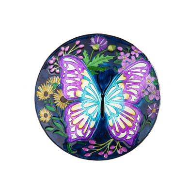 Evergreen Enterprises Hand Painted Embossed Butterfly Meadow Glass Bird Bath - 18"