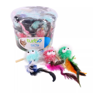 Turbo Monster Wand With Feathers Cat Toy