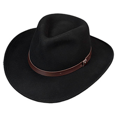 Broner Felt Outback Leather-like Band Hat - Black