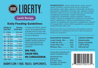 Bixbi Liberty Lamb Recipe Canned Wet Dog Food - 12.5 oz