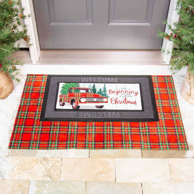 Evergreen Enterprises Plaid Christmas Truck Sassafras Switch Mat - 22"