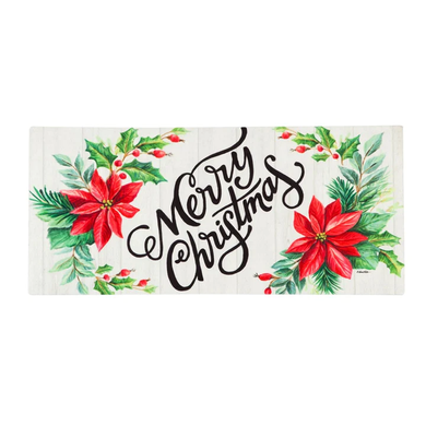 Evergreen Enterprises Merry Christmas Poinsettias Sassafras Switch Mat - 22"