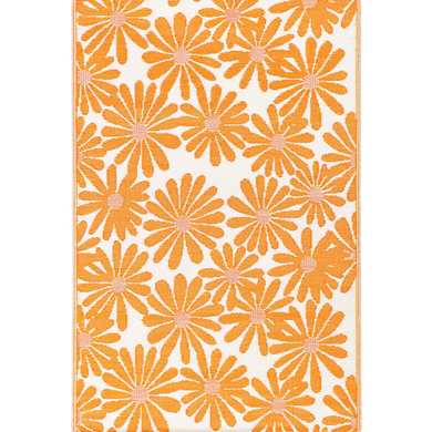 Evergreen Enterprises Orange Floral Reversible Weather-Resistant Rug - 36" X 60"