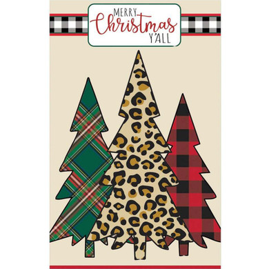 Evergreen Enterprises Mixed Print Christmas Trees Garden Applique Flag - 12-1/2" X 18"