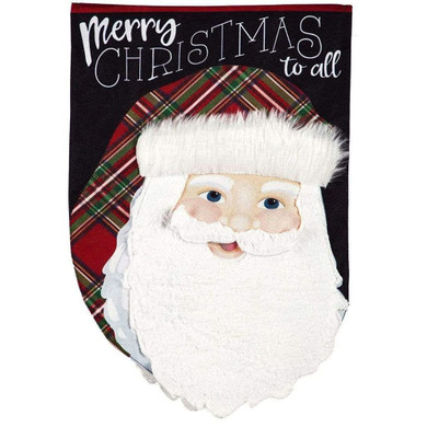 Evergreen Enterprises Merry Christmas Plaid Santa Flag 2 Sided House Banner - 28" X 44"