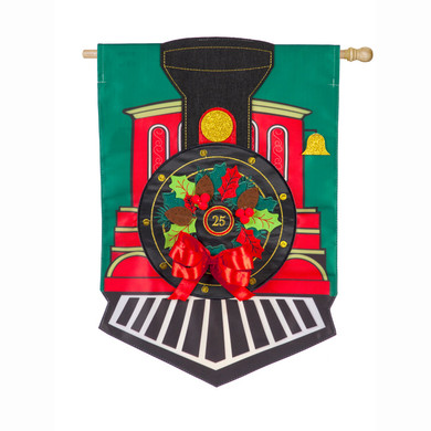 Evergreen Enterprises Christmas Train Applique House Flag - 28" X 44"