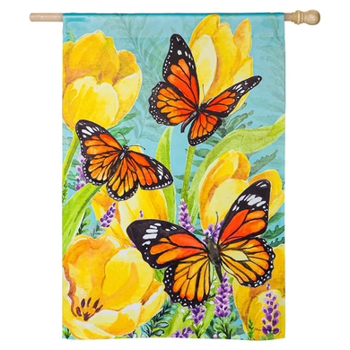 Evergreen Enterprises Tulip and Butterfly Suede House Flag