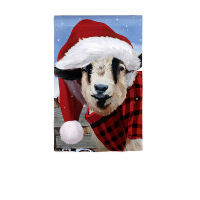 Evergreen Enterprises Christmas Goat Linen Garden Flag