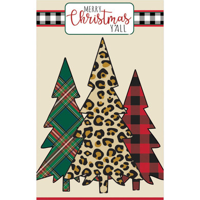 Evergreen Enterprises Mixed Print Christmas Trees Applique Garden Flag