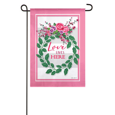 Evergreen Enterprises Love Lives Here Suede Garden Flag