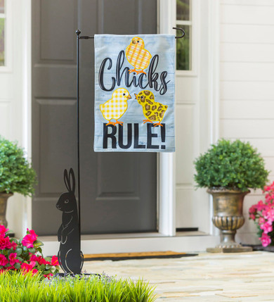 Evergreen Enterprises Patterned Chicks Rule Burlap Garden Flag