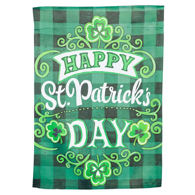 Evergreen Enterprises St. Patrick's Day Green Check Suede Garden Flag