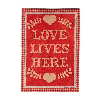 Evergreen Enterprises Love Lives Here Gingham Burlap Garden Flag