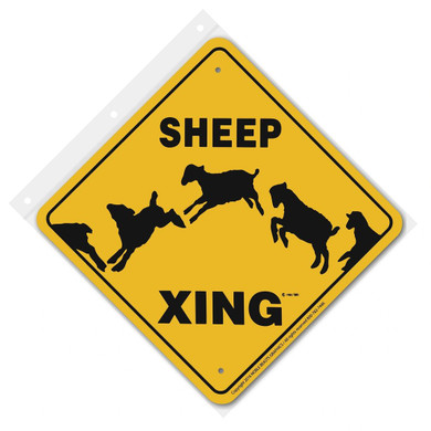 Noble Beasts Graphics Sheep Xing Aluminum Sign - 12" X 12" - Yellow/Black