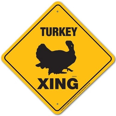 Noble Beasts Graphics Turkey Xing Aluminum Sign - 12" X 12" - Yellow/Black