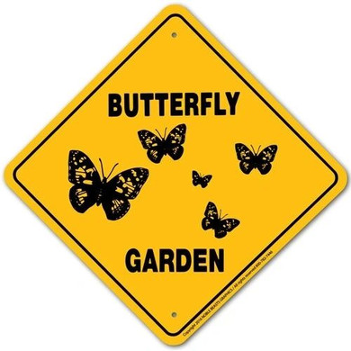 Noble Beasts Graphics Butterfly Garden Aluminum Sign - 12" X 12" - Yellow/Black