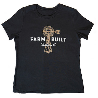 Farm Built Windmill Design Women's Black T-Shirt