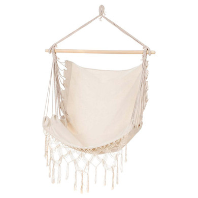 Plow & Hearth Poly/Cotton Hammock Chair with Fringe - Natural