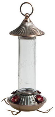 Audubon 14 oz Clear Glass Embossed Hummingbird Feeder