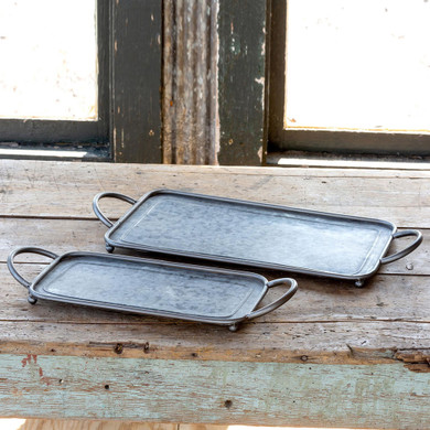 Park Hill Galvanized Metal Rectangle Serving Trays - 2 pcs