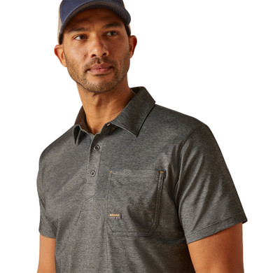 Ariat Rebar Foreman Men's Polo Short Sleeve T-Shirt - Charcoal Heather