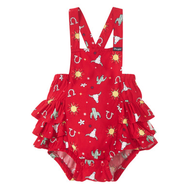 Wrangler Baby Girl's Tiered Ruffle Back Onesie - Red