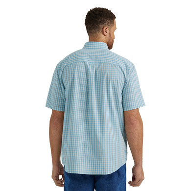 Wrangler Men's Relaxed Fit Short Sleeve Classic Check Shirt - Turquoise