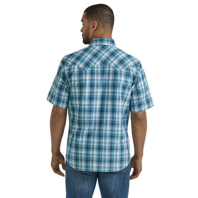 Wrangler Retro Men's Modern Fit Short Sleeve Plaid Shirt - Indigo