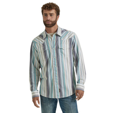 Wrangler Retro Men's Premium Modern Fit Long Sleeve Shirt - Blue