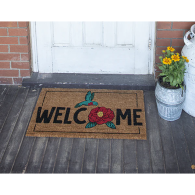 Midwest-CBK Hummingbird with Flower Coir Door Mat