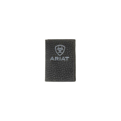 Ariat Men's Pebble Leather Trifold Wallet - Black