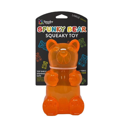 Spunky Pup Squeaker Bear Dog Toy - Orange