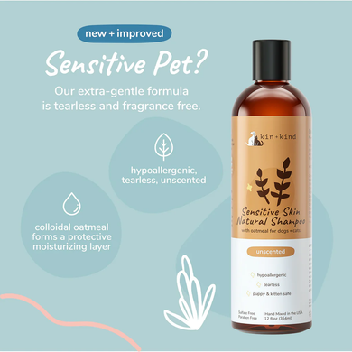 Kin+Kind Sensitive Skin Shampoo for Puppies & Kittens Unscented - 12 fl oz