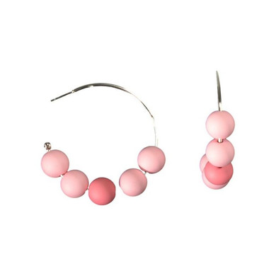 Blazin Roxx Women's Beaded Post Style Hoop Earrings - Pink