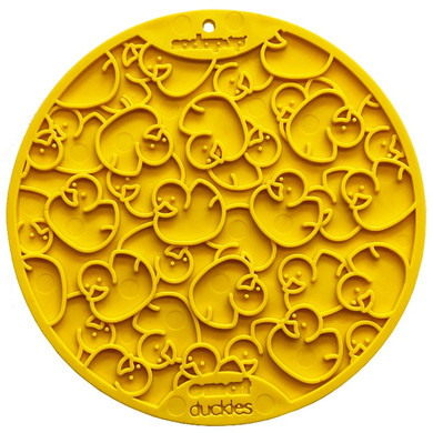 SodaPup Duckies Design Emat Enrichment Lick Mat with Suction Cups - Yellow