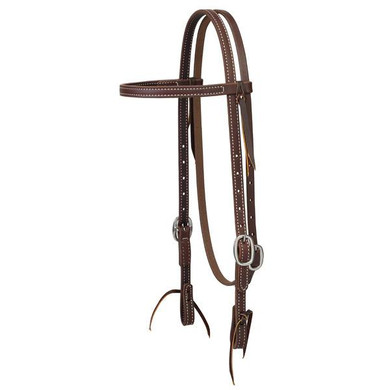 Weaver Equine Working Tack Tie Ends Doubled and Stitched Browband Headstall - 5/8"
