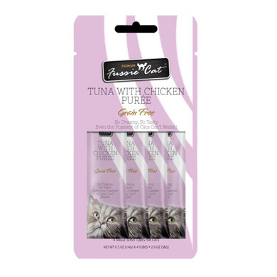 Fussie Cat Tuna Grain-Free Chicken Puree Cat Treat - 4 ct