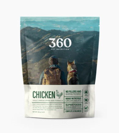 360 Freeze Dried Raw Complete Meal for Adult Dogs, Chicken Formula