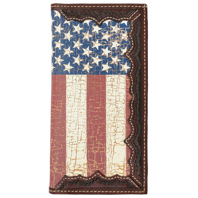 3d Men's Leather Rodeo American Flag Screenprint Inlay Wallet