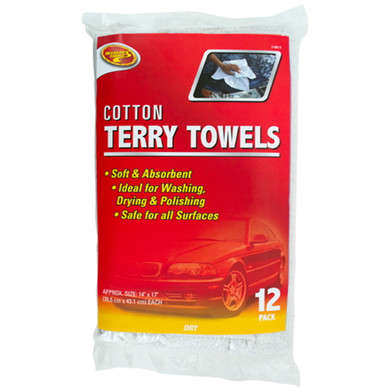 Detailer's Choice 14" X 17" White Cotton Terry Towel - 12 pk