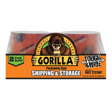 Gorilla Heavy Duty 2-Refill Rolls Tough & Wide Packaging Tape - 2.83" X 30 yd