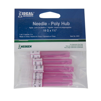 Ideal 18 Ga X 1-1/2" Polypropylene Hub Needle - 5 Pk