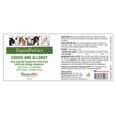 Homeopet Equiopathics Cough & Allergy - 120 Ml