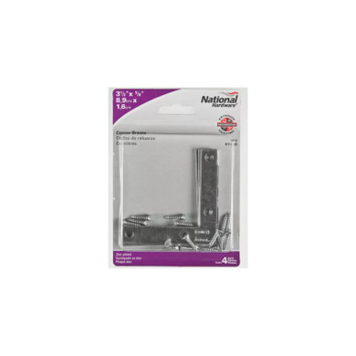 National Hardware 3-1/2" X 5/8" Flat Corner Iron Braces - 4 Pk